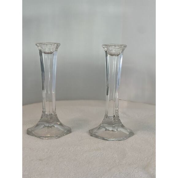 Set of 2 MIKASA 7" Austria Crystal HYDE PARK Candle Stick Taper Candle Holders - Picture 2 of 4